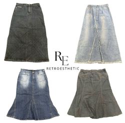 Y2K NYC IT GIRL DENIM MAXI SKIRTS RE-3613￼