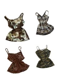 Y2K Brown Gold Floral Graphic Camisoles-ST-272