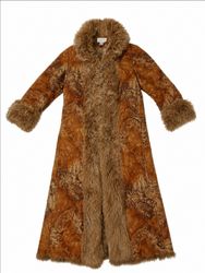 Vintage Y2K Paisley Long Fur Trim Coat – Women’s B..