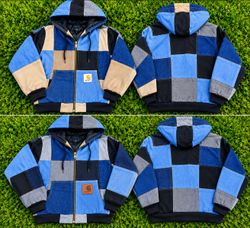 Upcycled Carhartt Denim Patchwork Hooded Jacket
