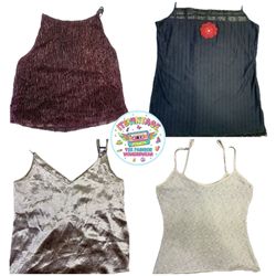 Y2K Vintage Metallic & Textured Cami Bundle – 10pc..