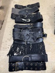 Y2K Gothic Black Chunky Cow Girl Belts