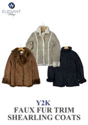 Y2K Faux Fur Trim Shearling Jackets - EV0090