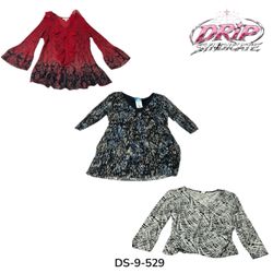 Blouse longue à manches en poly Y2K Chic (DS-9-529..