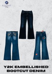 Jeans de corte bootcut adornados Y2K - EV2432