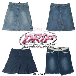Low Rise Y2K Denim Midi Skirt (DS-9-624)