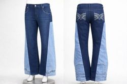 CR2037 Upcycled Two-Tone Flare Jeans