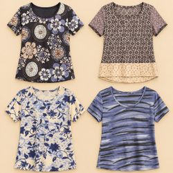 Retro Blue & Earthy Tone Tops