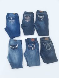 Vintage Y2K Embellished Denim Jeans | Plus Size W3..