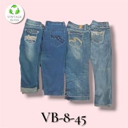 Y2K Vintage Embroidered Denim Capri Wholesale Bund..