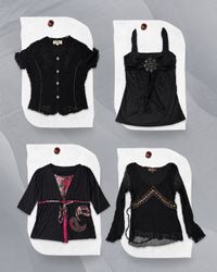 Y2K Retro Black Blouses
