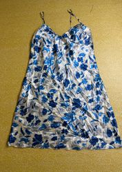 TH486 Y2K Vintage Floral Silk Dress | 90s Printed ..