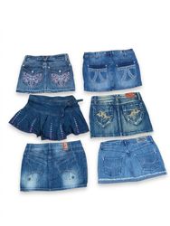Vintage Y2K McBling Cyber Grunge Denim Mini Skirts..
