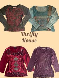 Y2K Printed Long Sleeve Blouse(TH/882)