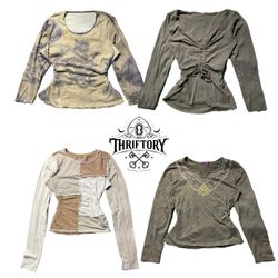 Blouse à manches longues imprimée style Y2K ton te..