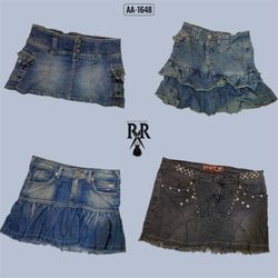 Y2k Goth Rock Denim Mini Skirts (AA-1648)