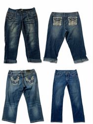 Vintage Women’s Y2K Denim Capri Jeans Mix | Embroi..