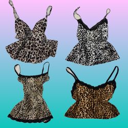 Y2K Mob Wife Leopard Cami Tops (RS-19)