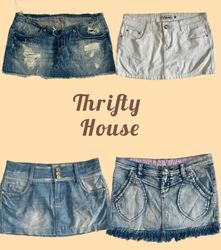 Y2K Light Wash Denim Mini Skirts(TH/572)