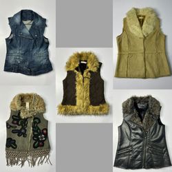 Gilets en fourrure synthétique et cuir (CTV-211)