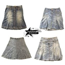 Y2k Paris Hilton Era Girl Denim Midi Skirt B2F-241