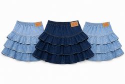 CR2072 Upcycled Ruffle Denim Skirt