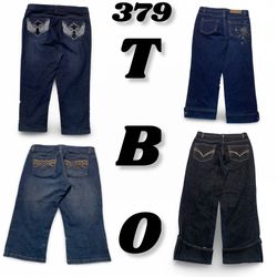 Y2k Detailing & Embroidery Denim Capri jeans (bran..