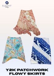 Y2K Patchwork Flowy Skirts - EV2362