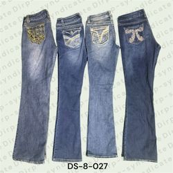 Y2K Embroidered Flare Jeans – Low Rise Vintage Wid..