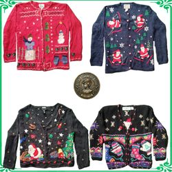 Vintage Heavy Knit Novelty Jumper Sweater Ugly Chr..