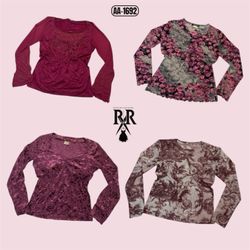 Y2k Baby Pink Top a maniche lunghe (AA-1692)