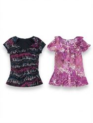 (FV-2082)     Vintage Y2K Pink Floral Mesh & Ruche..