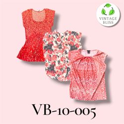 Y2K Printed Poly Blouse shot sleeves Wholesale Bun..