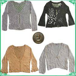 Vintage Y2K Women's Crochet Cardigans & Sheer Open..