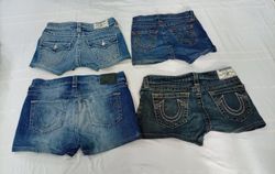 CR11072 Upcycled True Religion Mini Denim Shorts