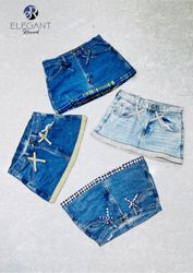 Upcycled Denim Mini Skirts - EVR0375