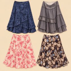Y2K Boho Layered & Floral Midi Skirts