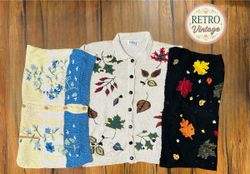 Vintage Embroidered Knit Sweater | Cottagecore Gra..