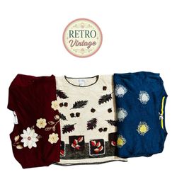 Vintage Embroidered Knit Sweater | Cottagecore Gra..