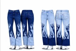 CR2039 Upcycled Flame Panel Straight Denim Jeans