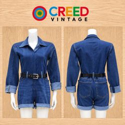 CR2280 UPCYCLED DENIM BELTED ROMPER