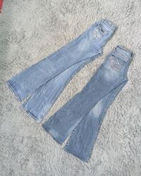 ***Y2K Embroidered Flare Jeans Mixed Rise
