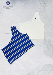 UPCYCLED Polo One Shoulder Crop Tops - EVR0514