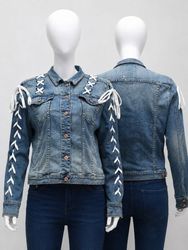 CR2160 UPCYCLED LACE-UP DENIM JACKET