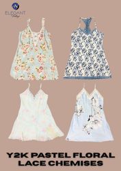 Y2K Pastel Floral Lace Chemises - EV2389