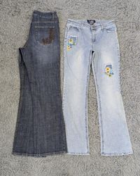 ***Y2K Flare Jeans – Embroidered 2000s Retro Denim
