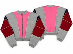 CR02321 Upcycled Nike Contrast Panel Zip-Up Jacket