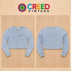CR02237 Upcycled Levi's Collarless Cropped Denim J..