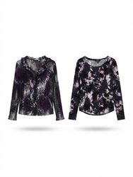 (FV-2740) Vintage Y2K Women’s Printed Knit Tops – ..