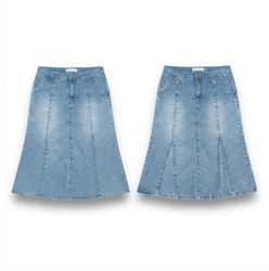 (FV-2266) Y2K Denim Flared Fish Style midi Skirts